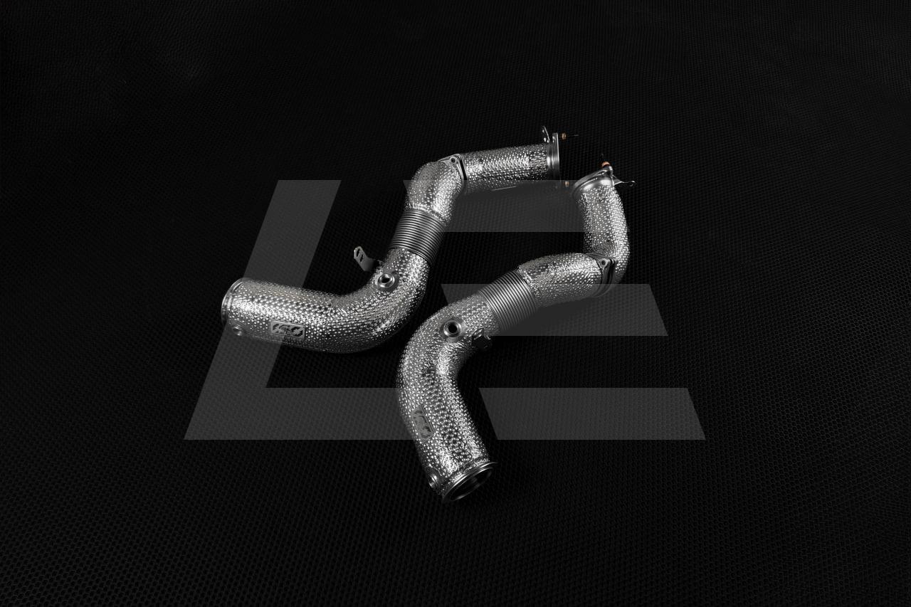 BS Приемные трубы + мидпайпы (Downpipes+ Link pipe set) BMW M5 (G90), с термозащитой Изображение №1