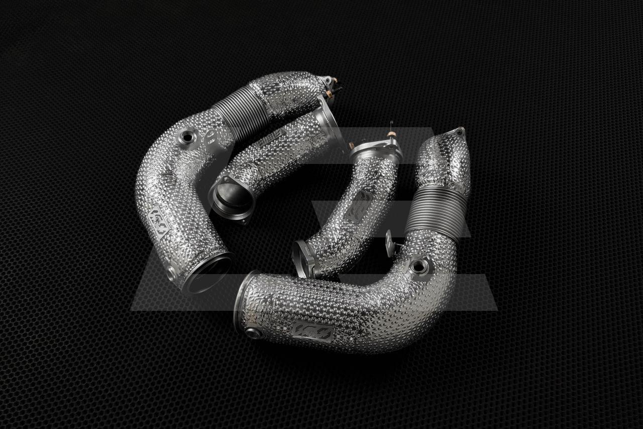 BS Приемные трубы + мидпайпы (Downpipes+ Link pipe set) BMW M5 (G90), с термозащитой Изображение №2