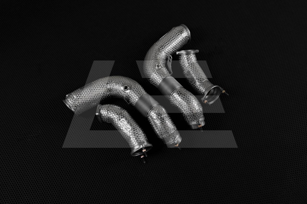 BS Приемные трубы + мидпайпы (Downpipes+ Link pipe set) BMW M5 (G90), с термозащитой Изображение №3