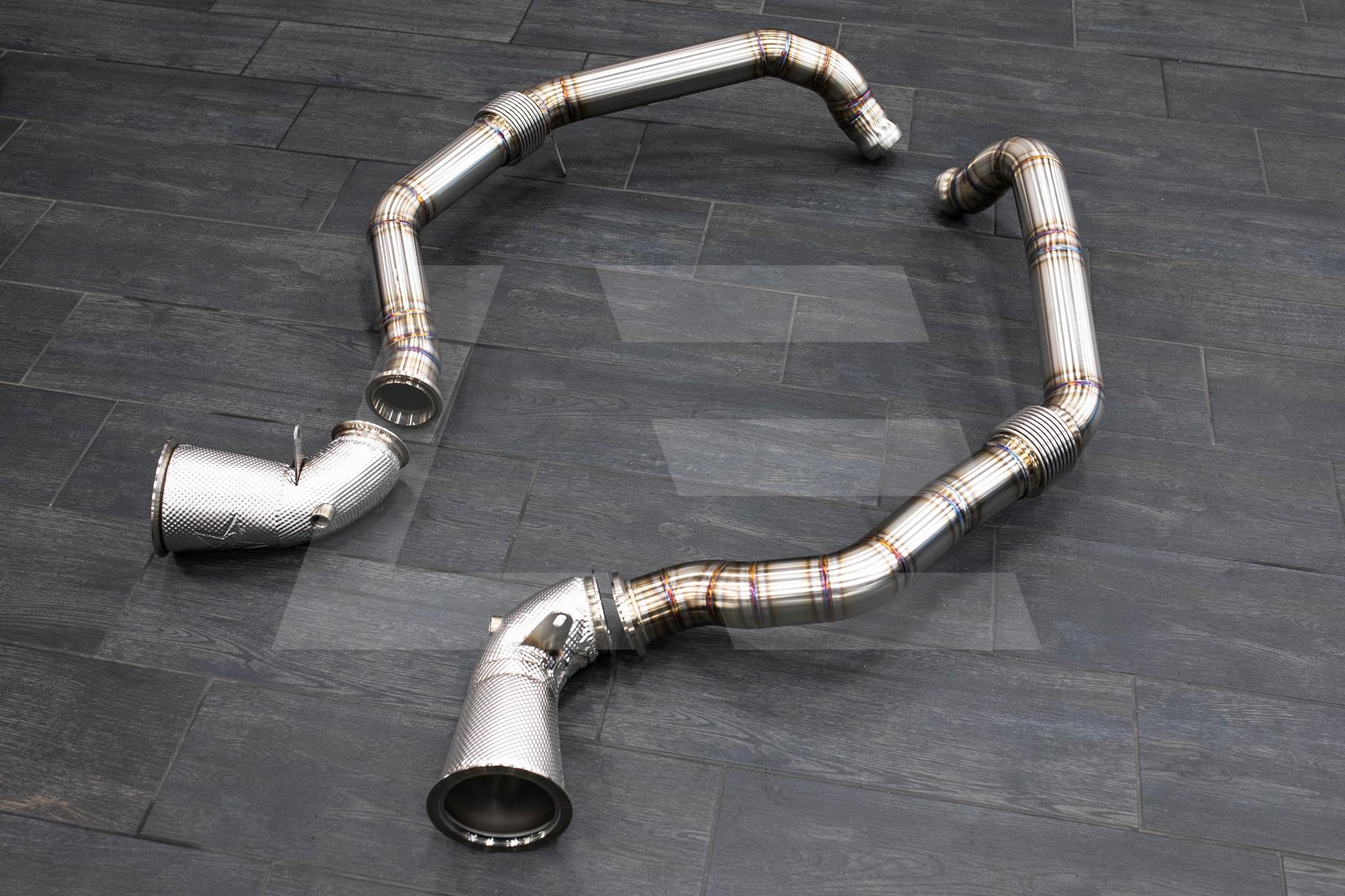 REDSTAR EXHAUST Приемные трубы (Downpipes) Porsche Panamera T (971) без катализатора c термозащитой Изображение №1