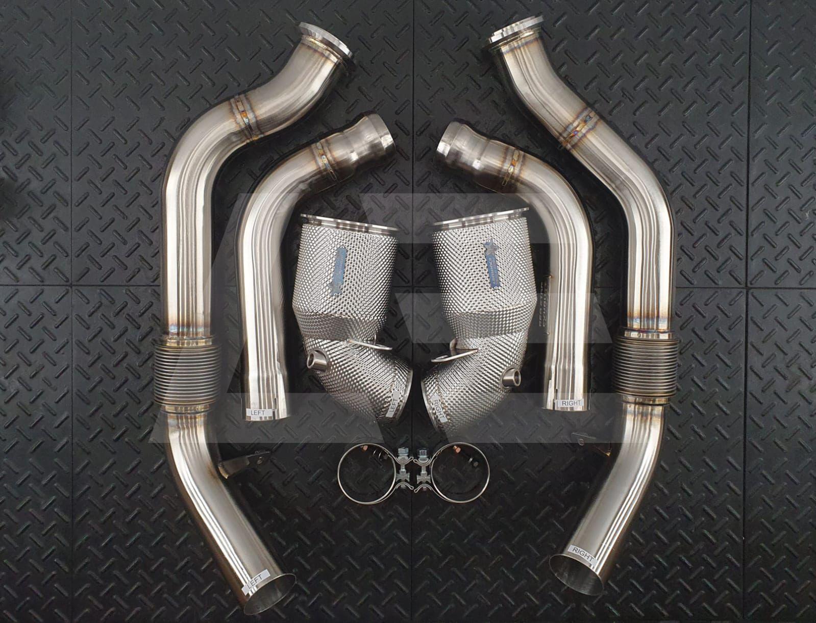 REDSTAR EXHAUST Приемные трубы (Downpipes) Porsche Panamera T (971) спорткаты HJS с термозащитой Изображение №1