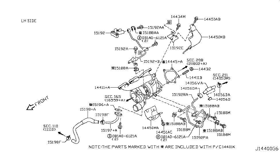 Nissan 15198JF00B Трубка обратки турбины GTR R-35 VR38 Изображение №1