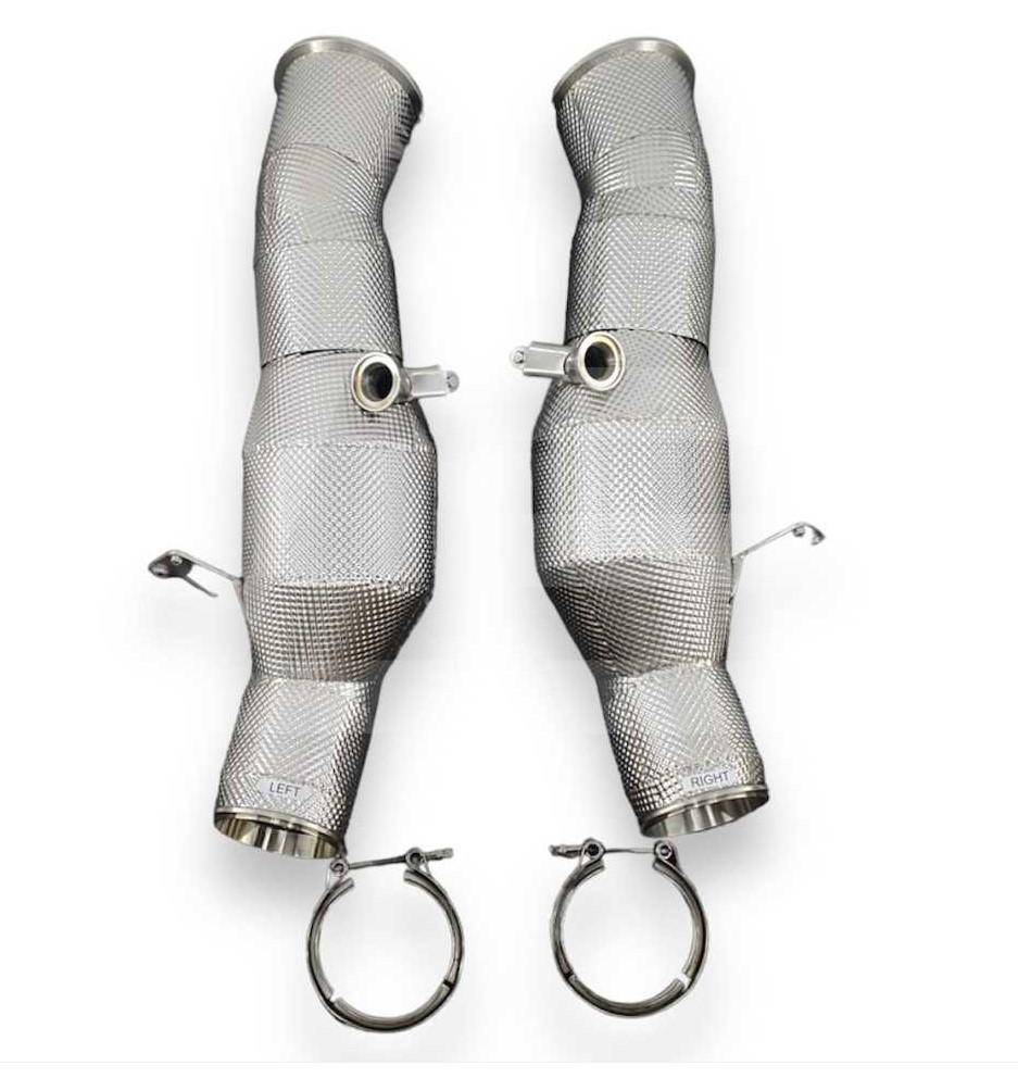 REDSTAR EXHAUST Приемные трубы (Downpipes) Ferrari 296 GTD, GTS HJS 143мм с термозащитой, SS Изображение №1