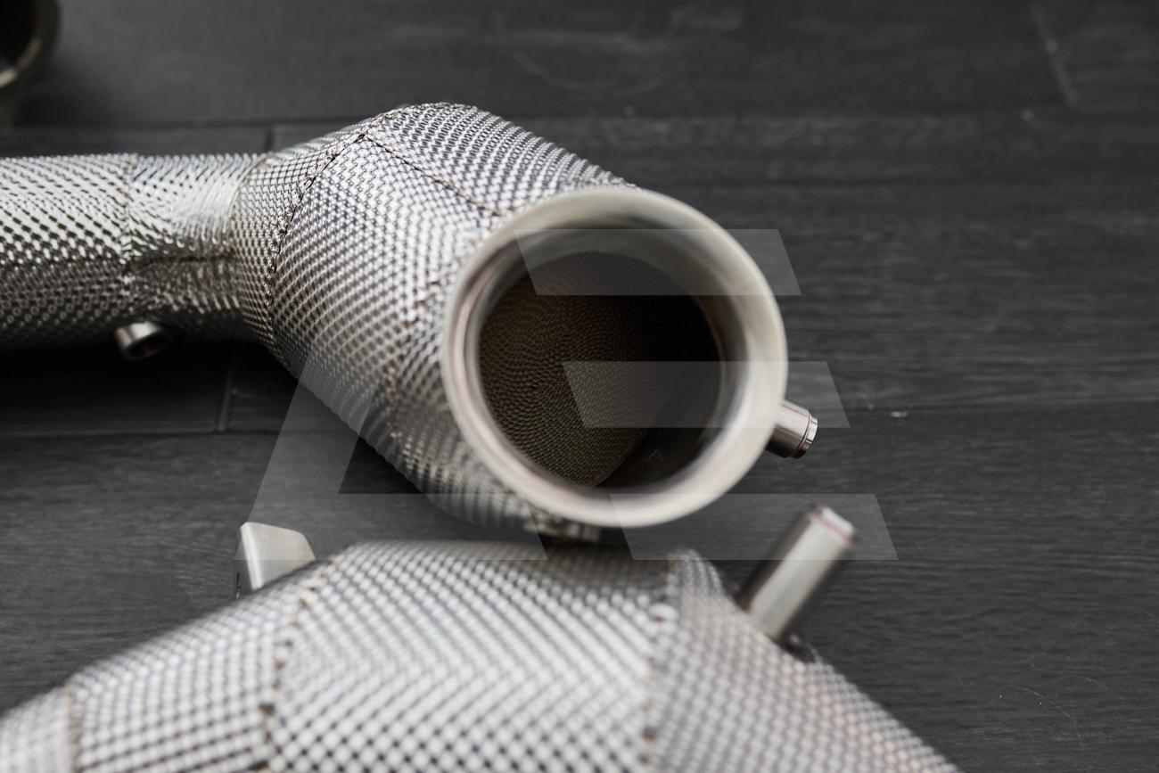 REDSTAR EXHAUST Приемные трубы (Downpipes) Mercedes-AMG G63 (W465) спорткаты HJS с термозащитой Изображение №3