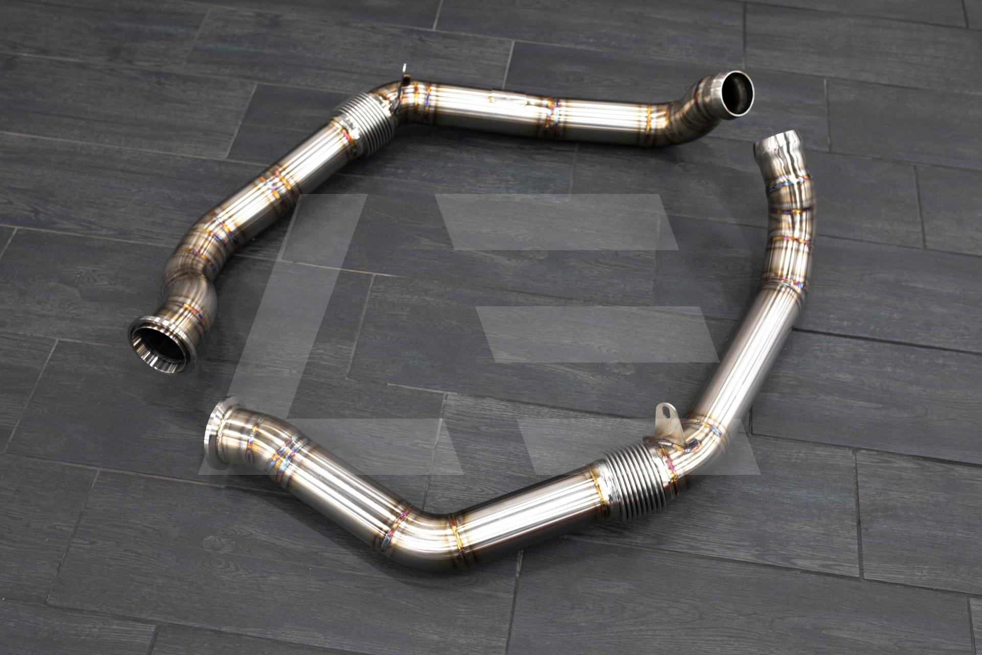 REDSTAR EXHAUST Приемные трубы (Downpipes) нижняя часть Porsche Panamera 971 Turbo без катализатора Изображение №1