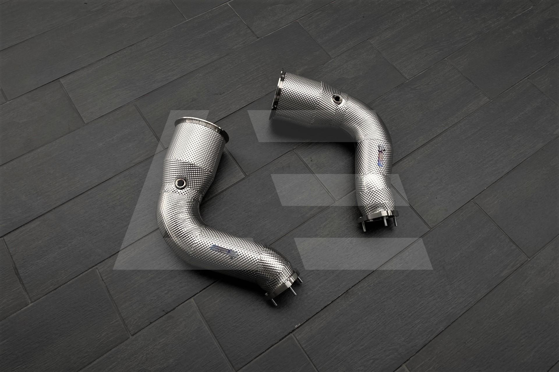 REDSTAR EXHAUST Приемные трубы (Downpipes) Urus / RS Q8 / Cayenne спорткаты HJS 143мм c термозащитой Изображение №1