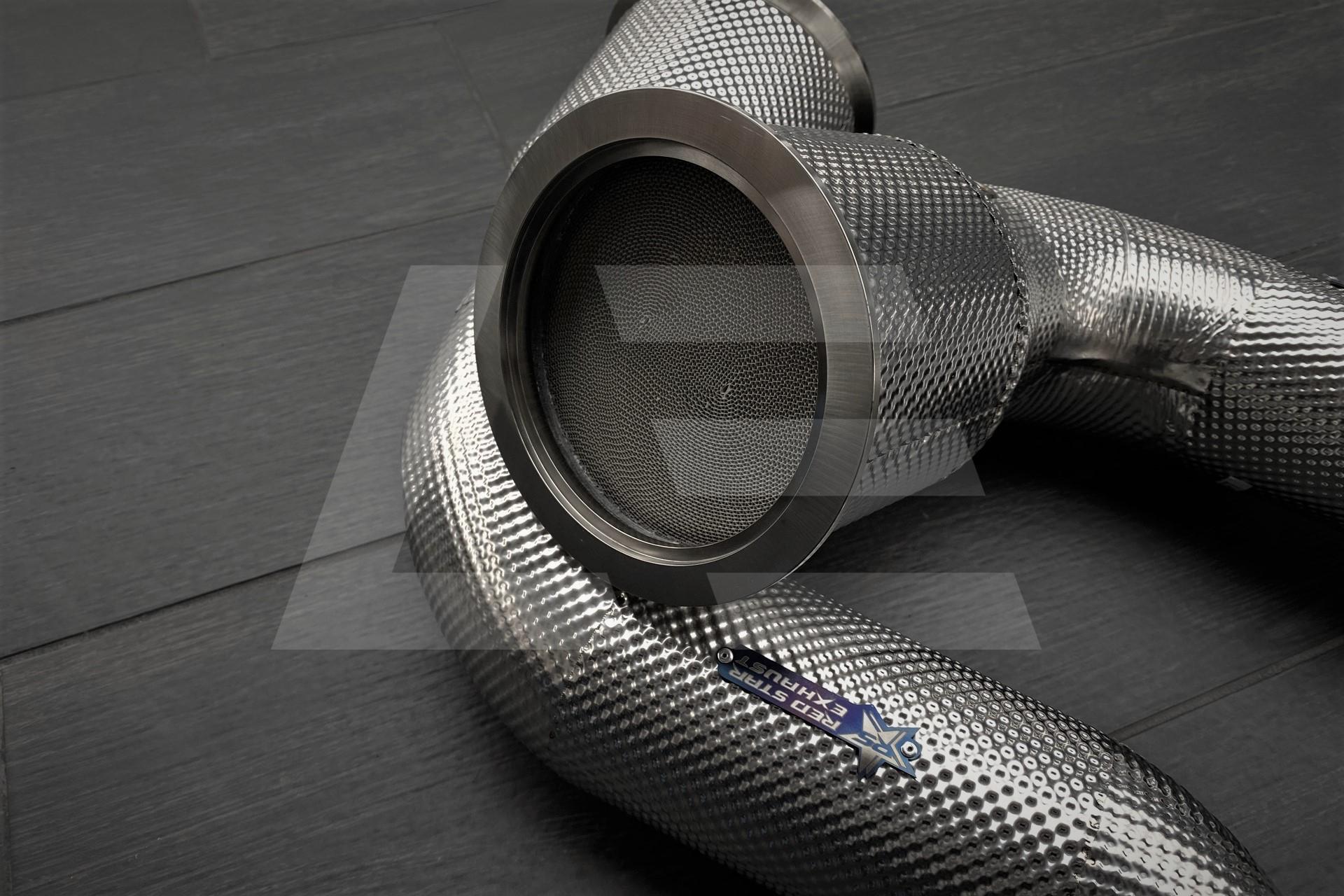 REDSTAR EXHAUST Приемные трубы (Downpipes) Urus / RS Q8 / Cayenne спорткаты HJS 143мм c термозащитой Изображение №2