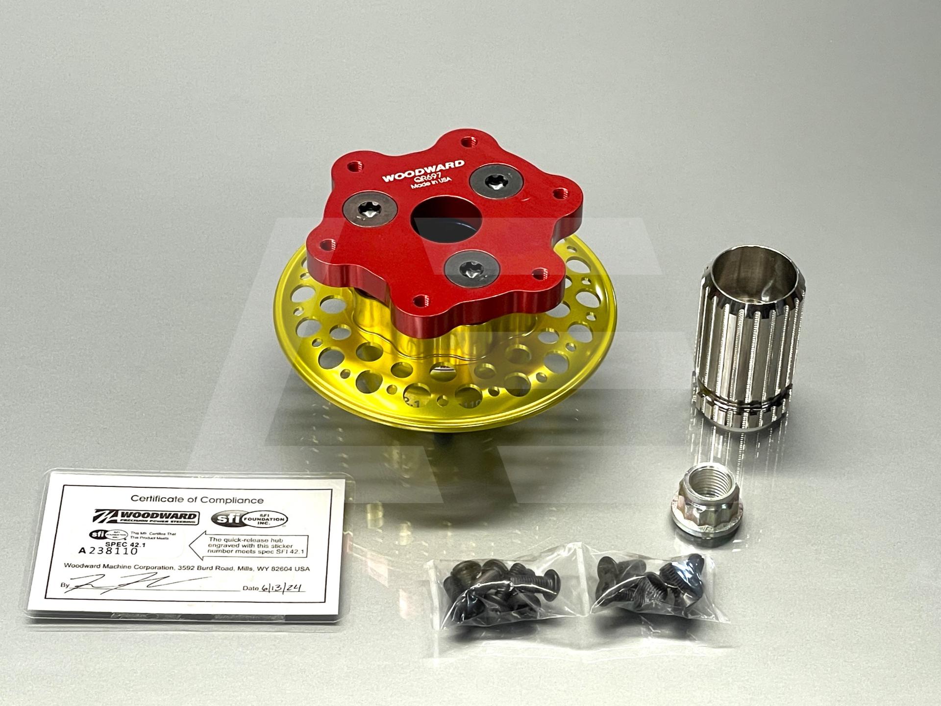 Woodward Steering Адаптер руля (FIA-yellow) быстросъемный Wedge-Lock, с переходником QR697 Изображение №1