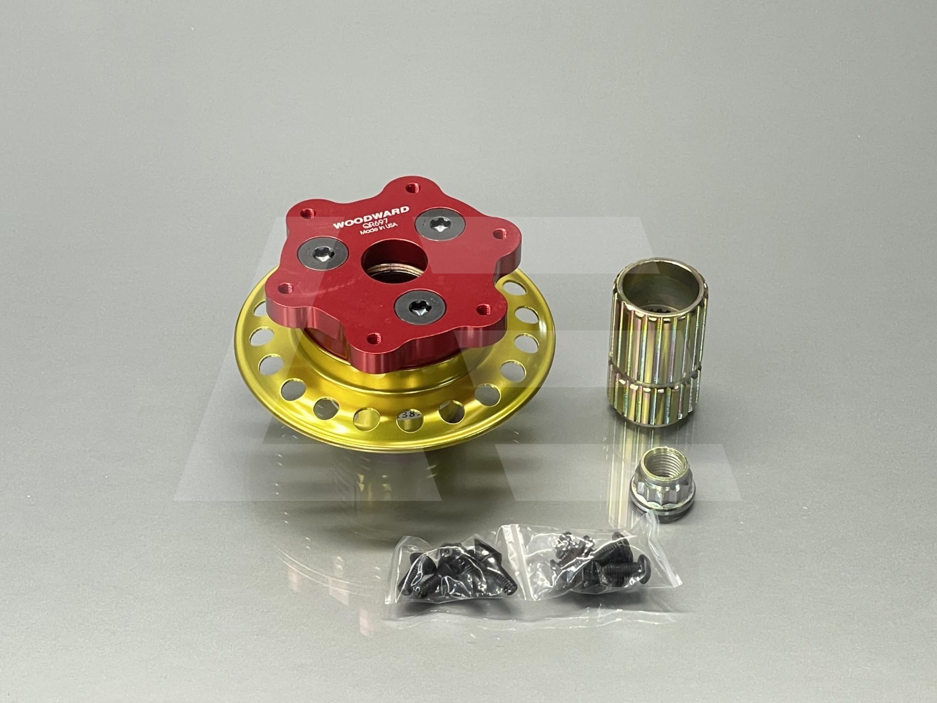 Woodward Steering Адаптер руля (FIA-yellow) быстросъемный Ball-Lock, с переходником QR697 Изображение №1