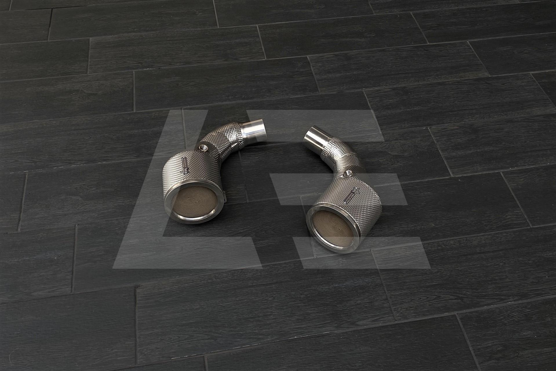 REDSTAR EXHAUST Приемные трубы (Downpipes) Porsche 911 Turbo S (992) спорткат HJS 143мм с термозащи Изображение №1